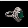 Image 1 : 2.65ct Emerald and Diamond Ring - 14KT White Gold