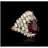 Image 1 : 14KT Yellow Gold 6.78ct Ruby and Diamond Ring