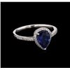 Image 1 : 1.86ct Blue Sapphire and Diamond Ring - 14KT White Gold