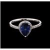 Image 2 : 1.86ct Blue Sapphire and Diamond Ring - 14KT White Gold