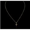 Image 2 : 14KT Yellow Gold 0.10ctw Diamond Cross Pendant With Chain