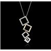 Image 1 : 14KT White Gold 0.58ctw Diamond Pendant With Chain