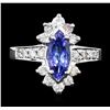 Image 2 : 14KT White Gold 1.18ct Tanzanite and Diamond Ring