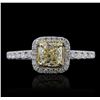 Image 2 : 14KT White Gold 1.05ct SI1/Light Yellow Diamond Ring