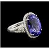 Image 1 : 8.68ct Tanzanite and Diamond Ring - 18KT White Gold