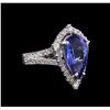Image 1 : 4.03ct Tanzanite and Diamond Ring - 14KT White Gold