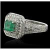 Image 1 : 14KT White Gold 0.83ct Emerald and Diamond Ring