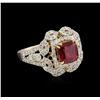 Image 1 : 2.45ct Ruby and Diamond Ring - 14KT Yellow Gold