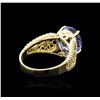 Image 3 : 14KT Yellow Gold 4.98ct Tanzanite and Diamond Ring