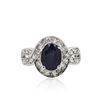 Image 2 : 14KT White Gold 2.70ct Sapphire and Diamond Ring