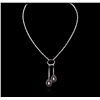 Image 2 : 18KT White Gold 2.50ctw Ruby and Diamond Necklace