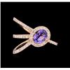 Image 2 : 0.72ct Tanzanite and Diamond Ring - 14KT Rose Gold