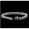 Image 3 : 14.82ctw Blue Sapphire and Diamond Bracelet - 14KT White Gold
