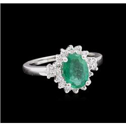 1.33ct Emerald and Diamond Ring - 14KT White Gold