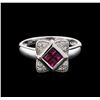 Image 2 : 0.20ctw Ruby and Diamond Ring - 14KT White Gold