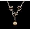 Image 1 : Pearl and Diamond Necklace - 18KT White Gold
