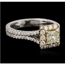 18KT Two-Tone Gold 0.83ctw Fancy Yellow Diamond Ring