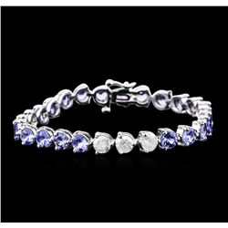 14KT White Gold 9.20ctw Tanzanite and Diamond Bracelet