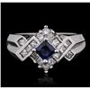 Image 2 : 14KT White Gold 0.41ct Sapphire and Diamond Ring