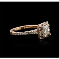 14KT Rose Gold 1.38ctw Fancy Green Diamond Ring