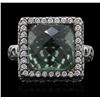 Image 2 : 18KT White Gold 3.00ct Tourmaline and Diamond Ring