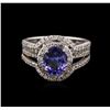 Image 1 : 1.25ct Tanzanite and Diamond Ring - 18KT White Gold
