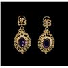 Image 1 : 6.00ctw Amethyst and Diamond Earrings- 14KT Yellow Gold
