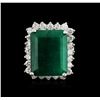 Image 2 : 14KT White Gold 10.52ct Emerald and Diamond Ring