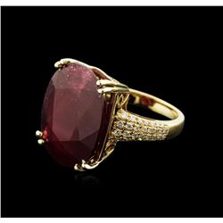 14KT Yellow Gold 17.47ct Ruby and Diamond Ring