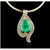 Image 1 : 14KT-18KT Yellow Gold GIA Certified 40.62ct Emerald & Diamond Pendant With Chain