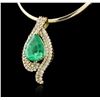 Image 3 : 14KT-18KT Yellow Gold GIA Certified 40.62ct Emerald & Diamond Pendant With Chain