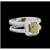Image 1 : 3.30ctw Fancy Yellow Green Diamond Ring - 18KT White Gold