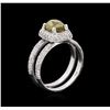 Image 3 : 3.30ctw Fancy Yellow Green Diamond Ring - 18KT White Gold