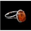 Image 1 : 14.20ct Spessartite Garnet and Diamond Ring - 14KT White Gold