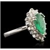 Image 1 : 14KT White Gold 2.02ct Emerald and Diamond Ring