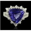Image 2 : 14KT White Gold 5.30ct Tanzanite and Diamond Ring