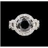 Image 2 : 6.74ct Black Diamond Ring - 14KT White Gold