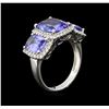 Image 3 : 6.18ctw Tanzanite and Diamond Ring - 18KT White Gold