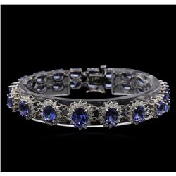 9.40ctw Tanzanite and Diamond Bracelet - 14KT White Gold