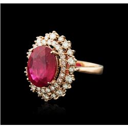 14KT Rose Gold 6.64ct Ruby and Diamond Ring