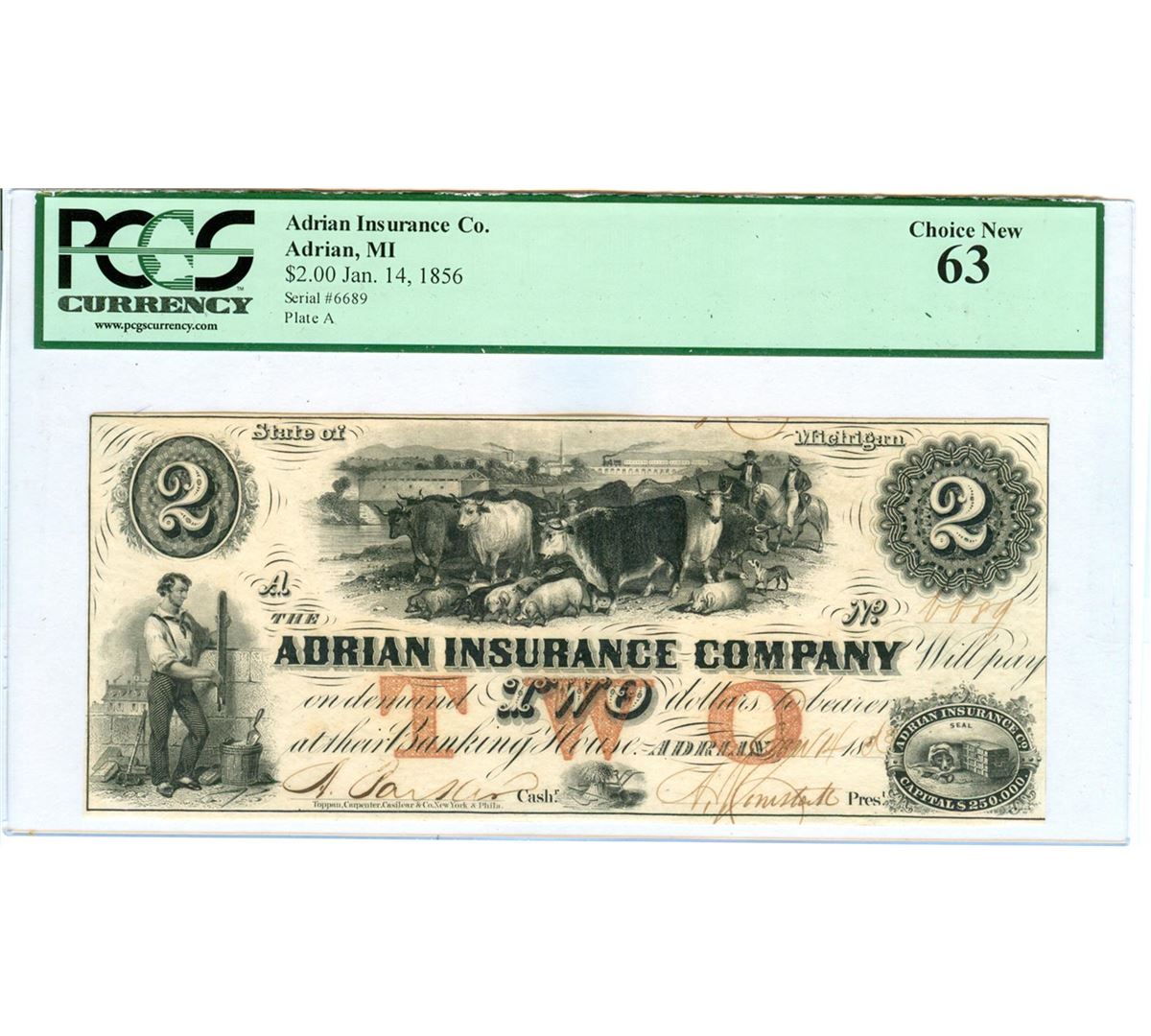 Adrian Michigan The Adrian Insurance Company 2 Note Adrian Michigan The Adrian Insurance Company 2 Note