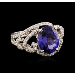 14KT White Gold 4.55ct Tanzanite and Diamond Ring