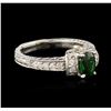 Image 1 : 14KT White Gold 0.76ct Tsavorite and Diamond Ring