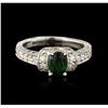 Image 2 : 14KT White Gold 0.76ct Tsavorite and Diamond Ring