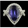 Image 2 : 14KT White Gold 7.14ct Tanzanite and Diamond Ring