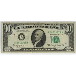 1963A $10 Mismatched S/N Error Federal Reserve Note