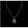 Image 2 : 14KT White Gold 9.75ct Tanzanite and Diamond Pendant With Chain