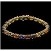 Image 1 : 22.10ctw Multi Color Sapphire Bracelet - 14KT Yellow Gold