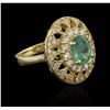 Image 1 : 1.64ct Emerald and Diamond Ring - 14KT Yellow Gold