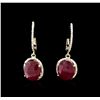 Image 1 : 11.02ctw Ruby and Diamond Earrings - 14KT Yellow Gold